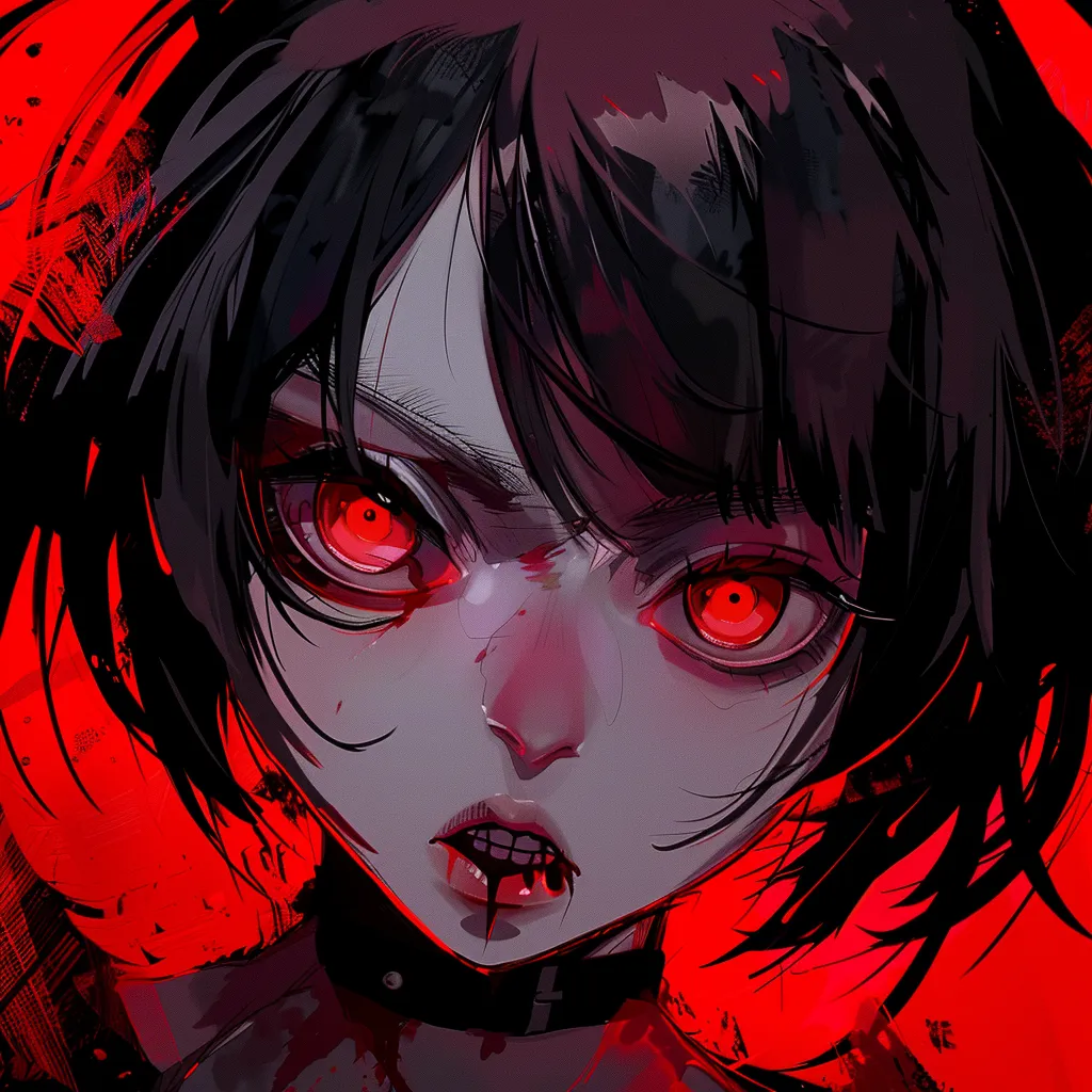 horror anime pfp bloody, kuromi, yandere, vampire, demon