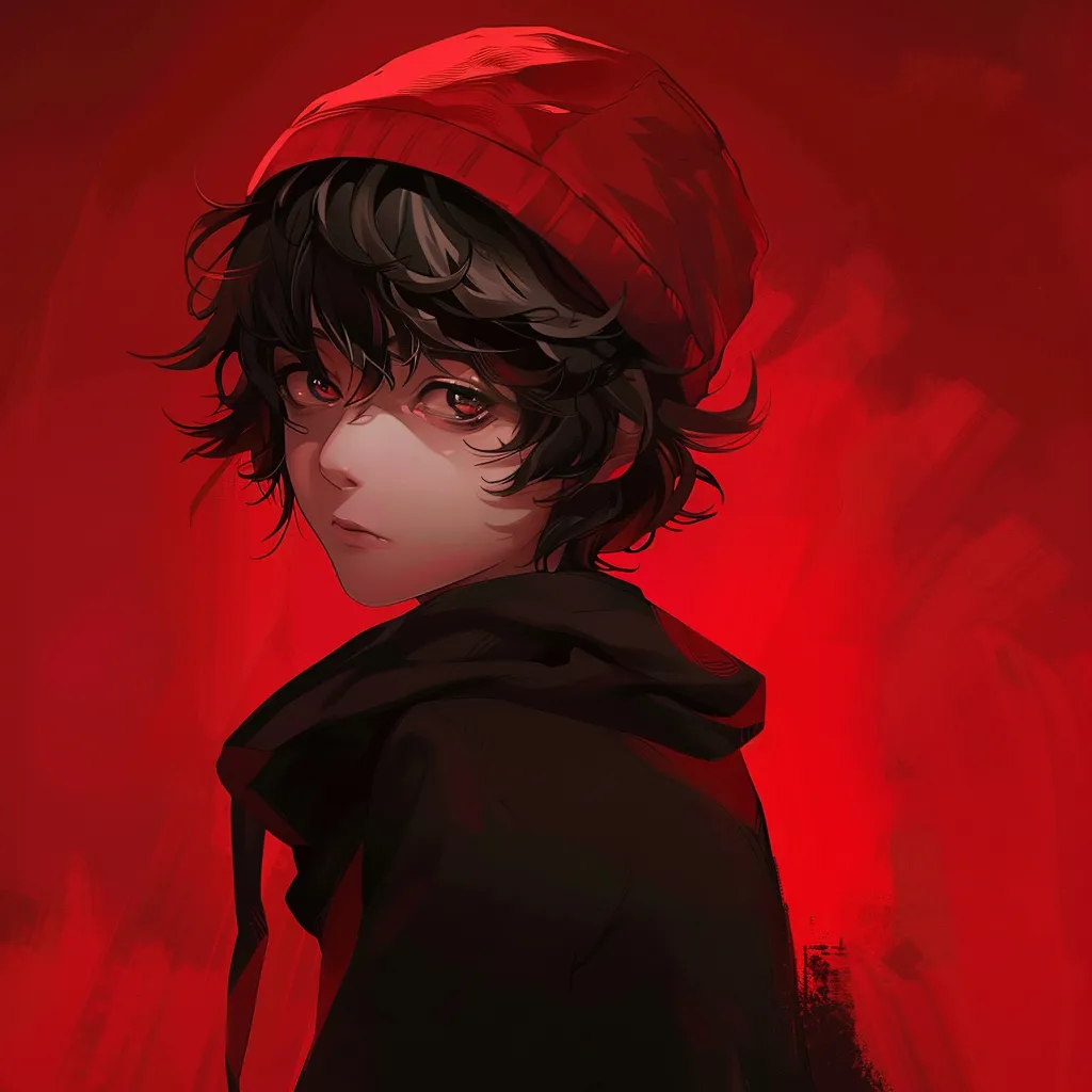 red and black anime pfp joker, luffy, mob, red, jester