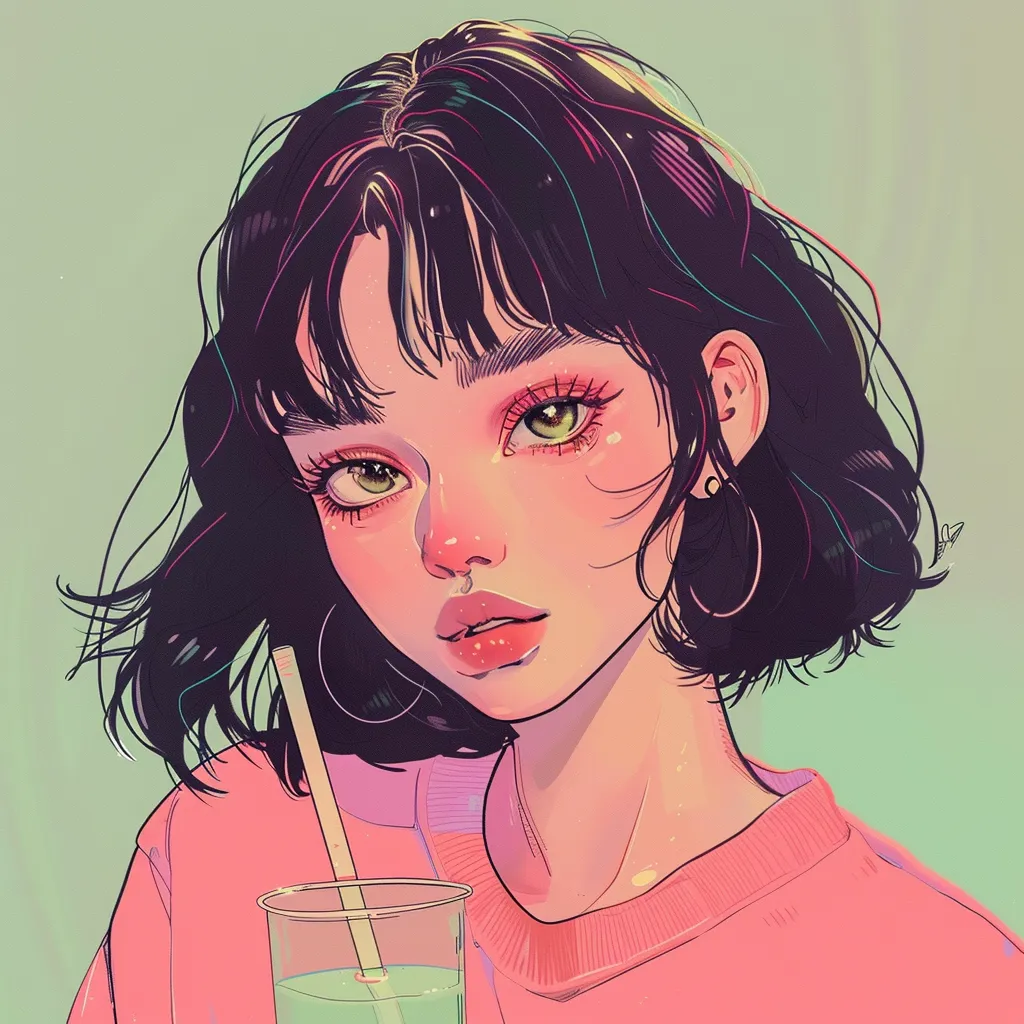 anime pfp instagram neon, pastel, pink, study, lofi