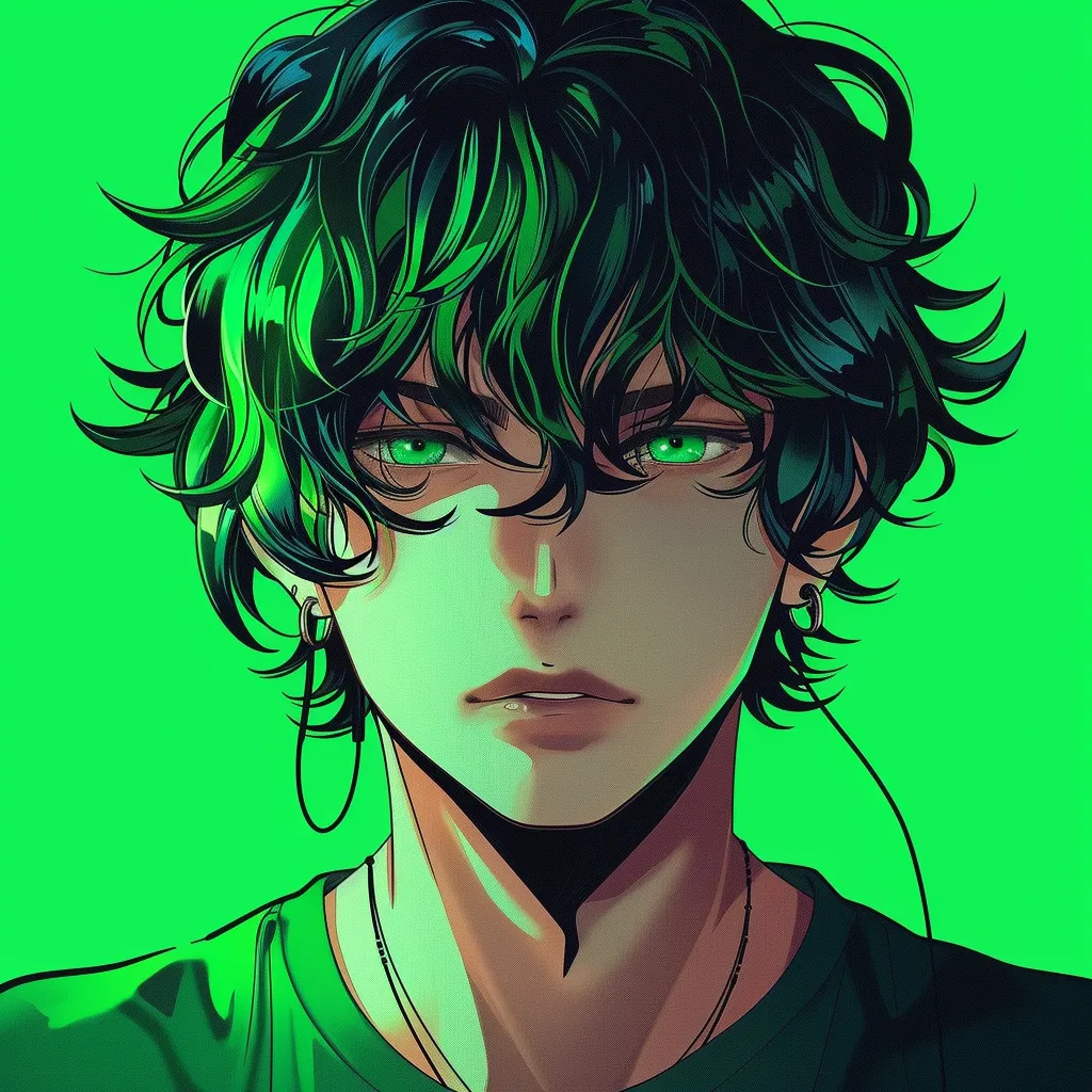 green anime pfp boy