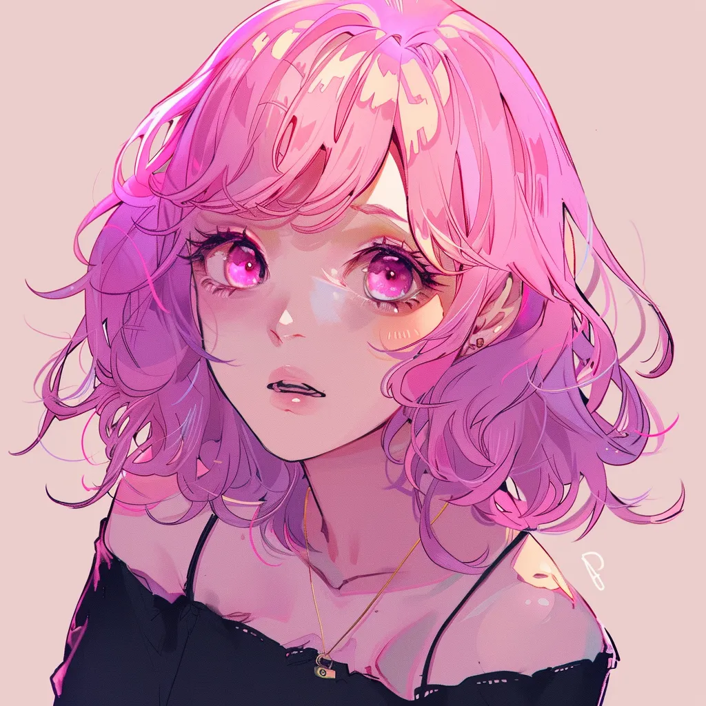 anime pfp not cringe pink, violet, luka, girl, marin