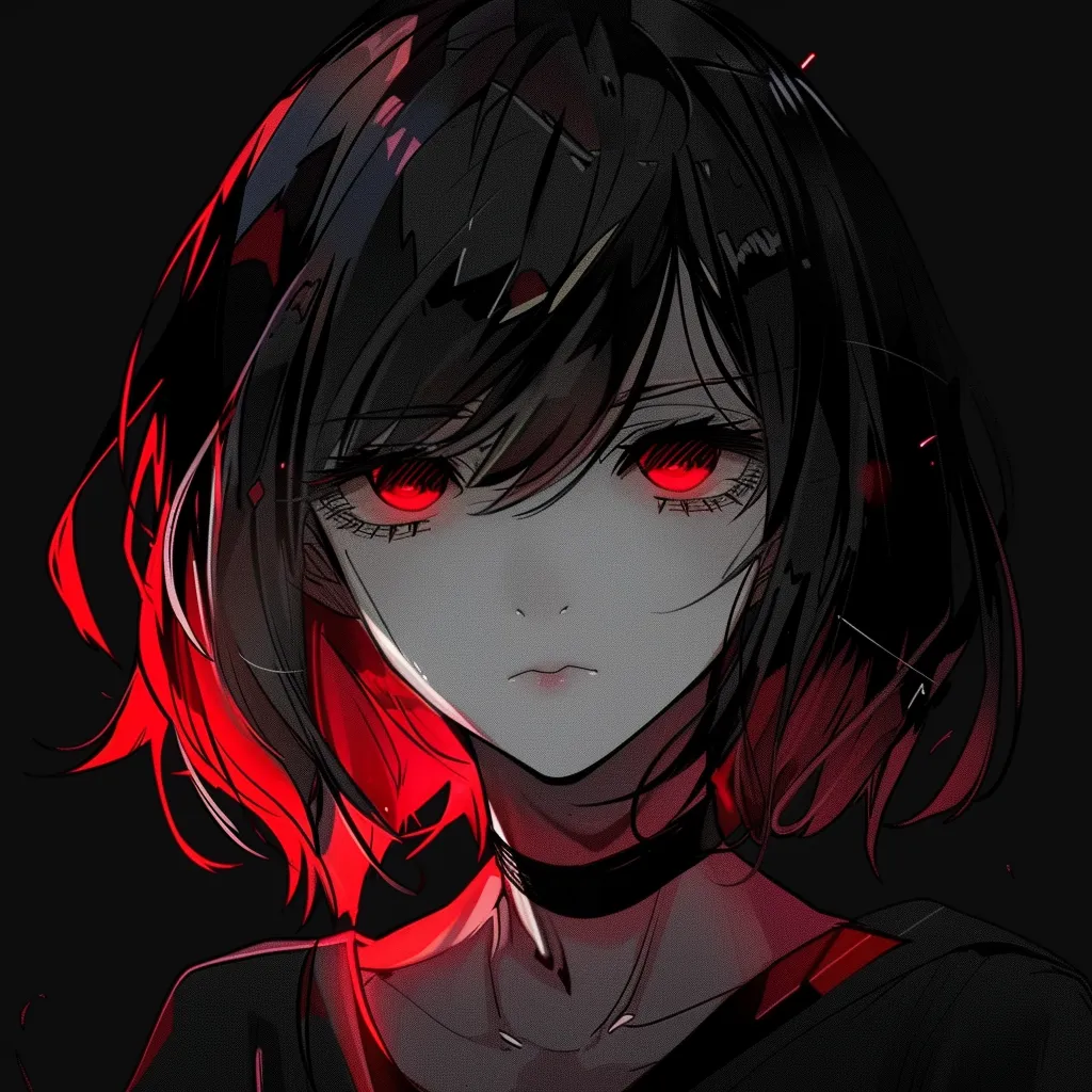 red and black anime pfp himiko, kuromi, yandere, dark, nico