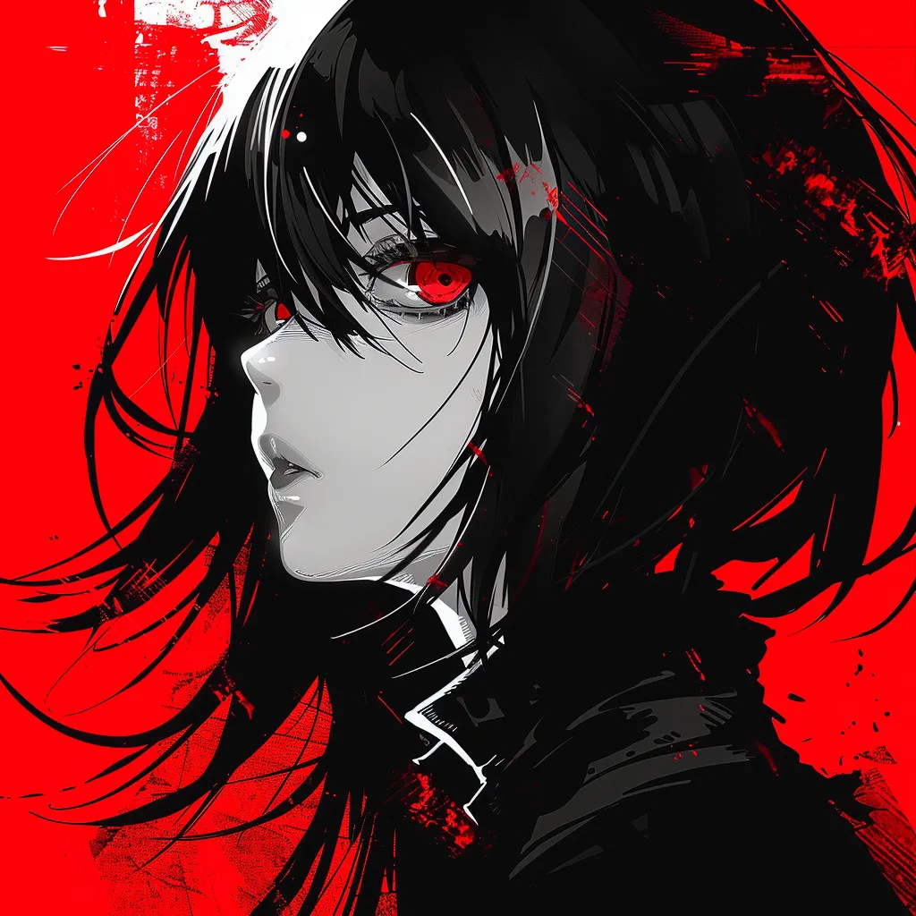 red and black anime pfp itachi, yato, bloody, kuromi, vampire