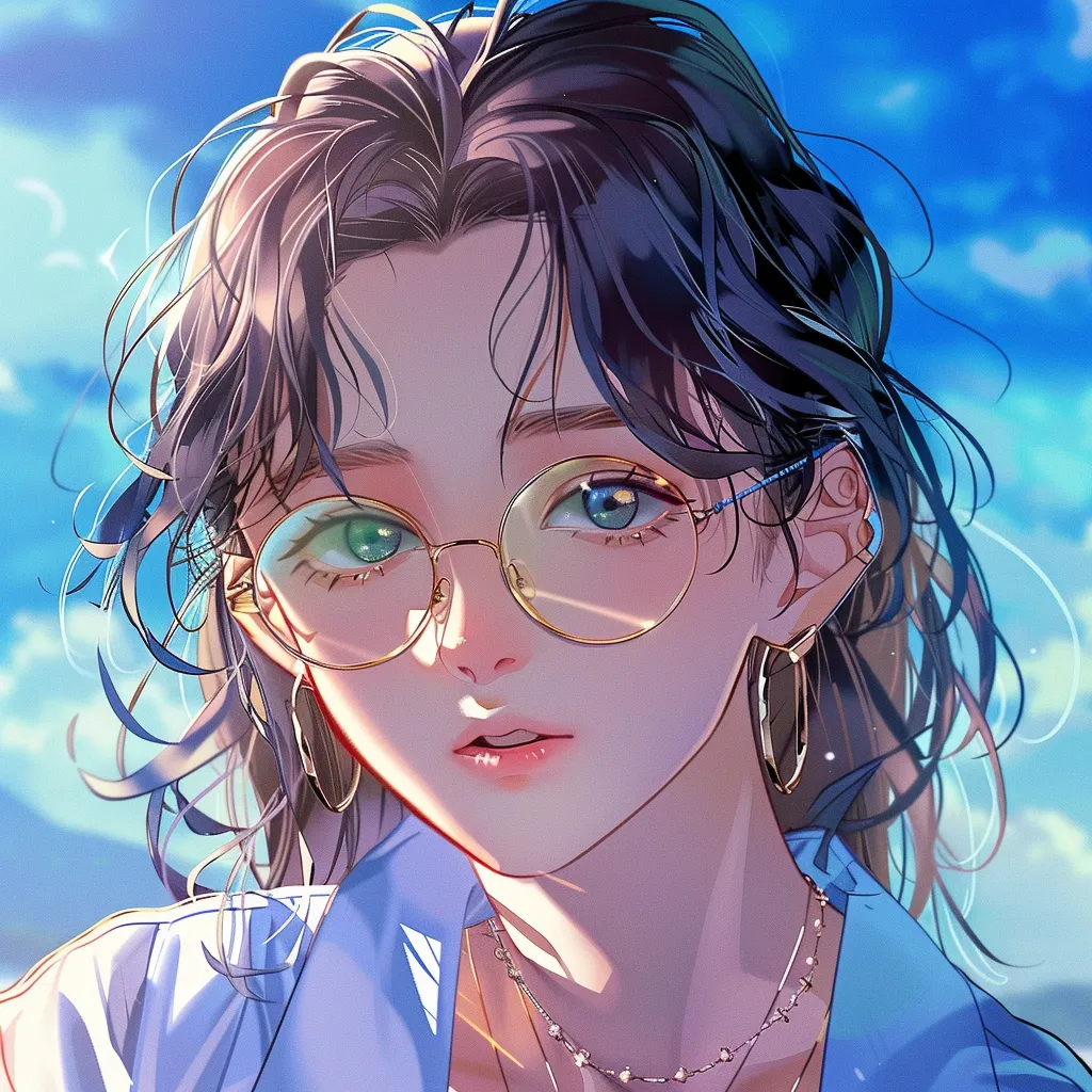 tiktok pfp anime ocean, glasses, sunglasses, study, elizabeth