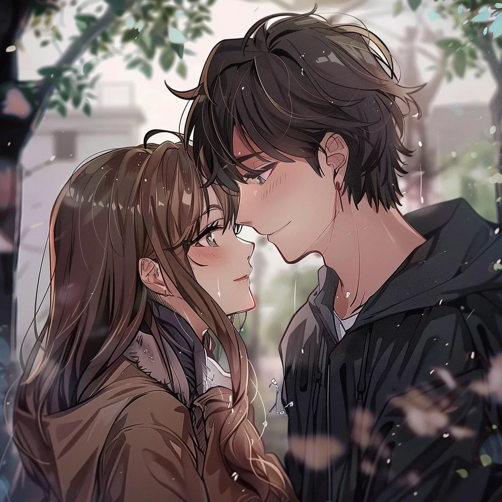 love anime pfp kissing, rain, zenitsu, bungou, lofi