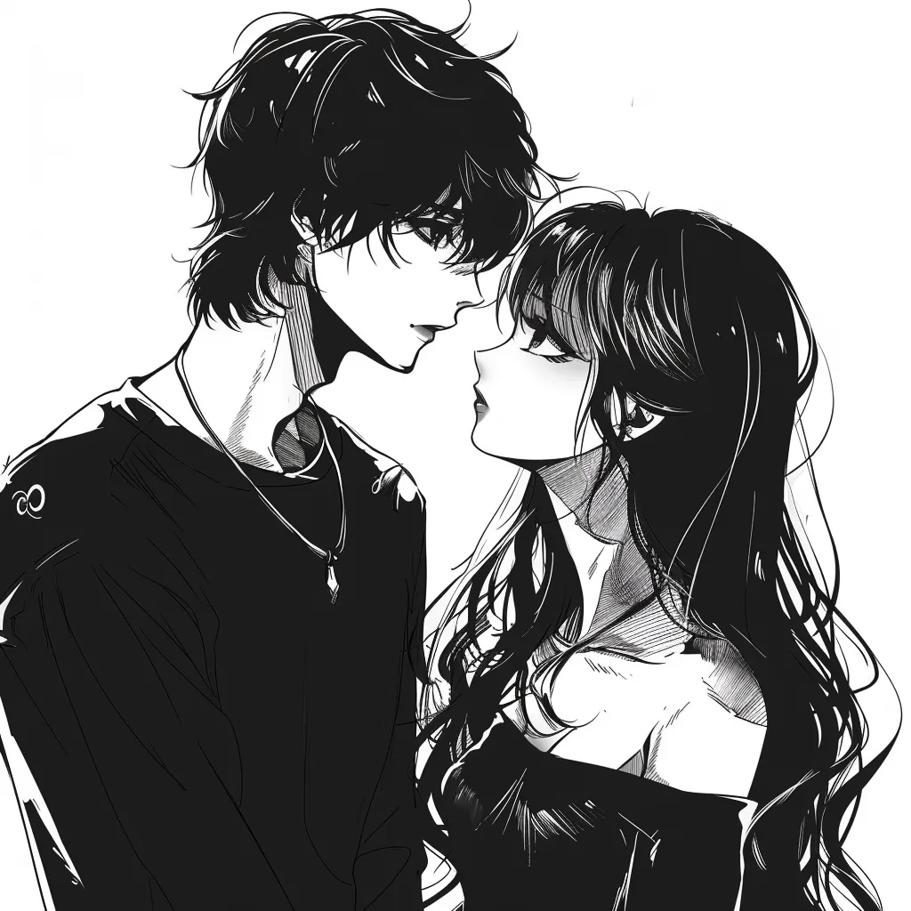 anime black and white couple pfp