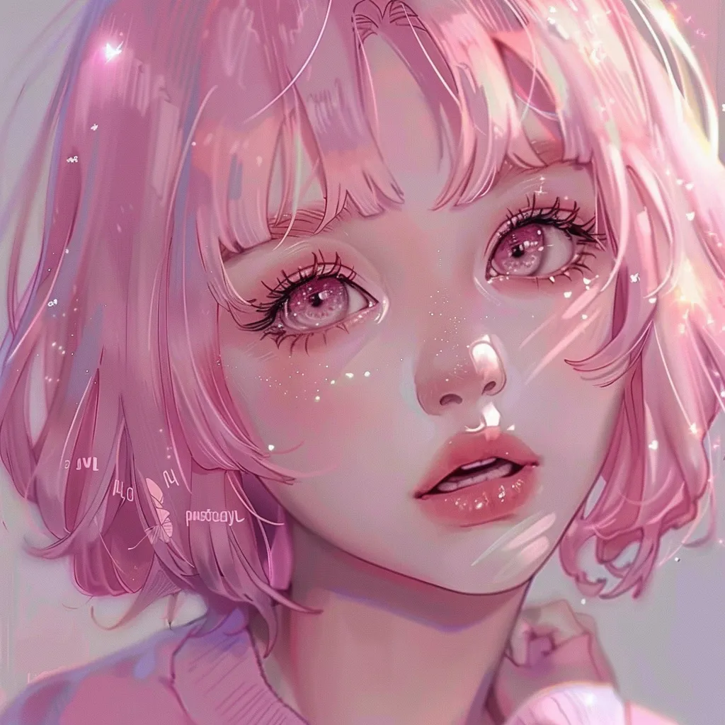 kawaii pink anime pfp pink, pastel, tear, study, girl