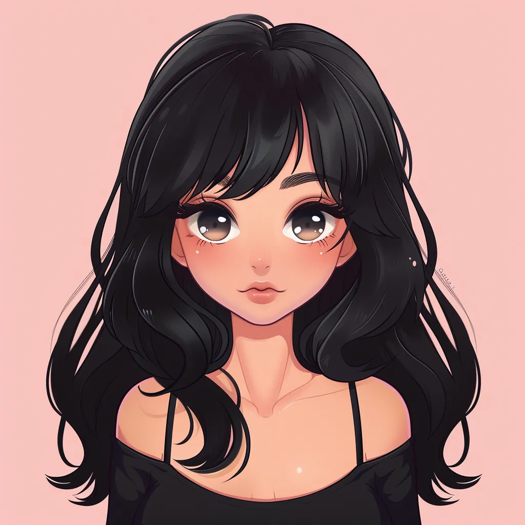 black hair pfp cartoon