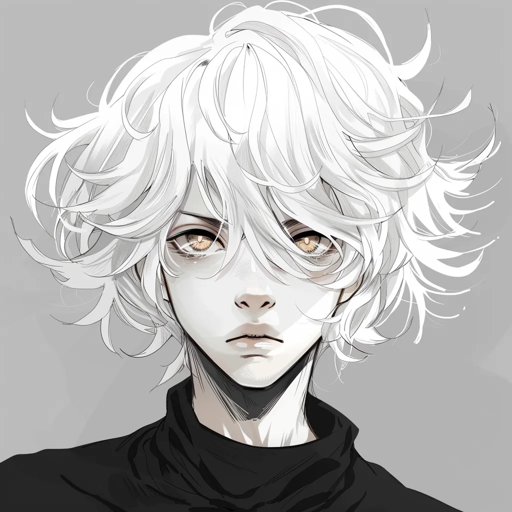 anime boy pfp black and white hair