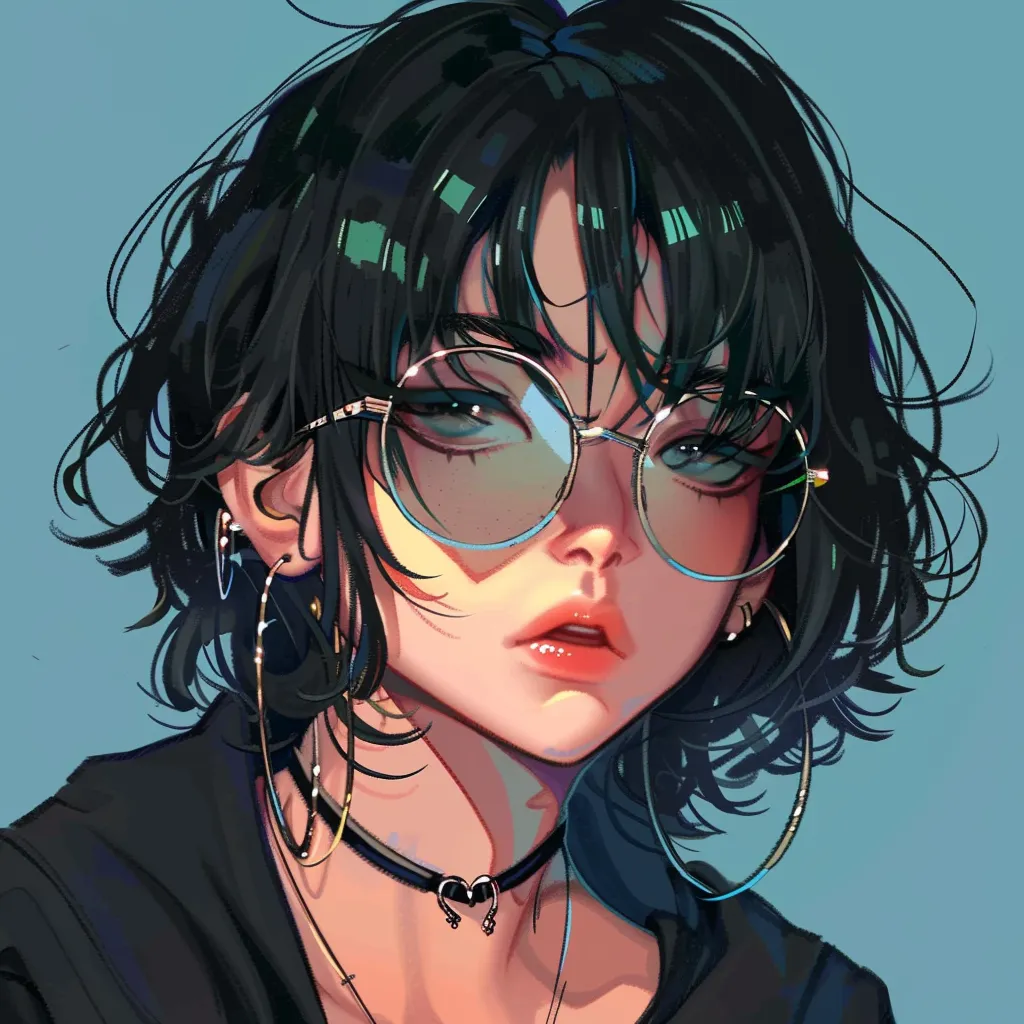 non anime pfp study, glasses, sunglasses, girl, uta