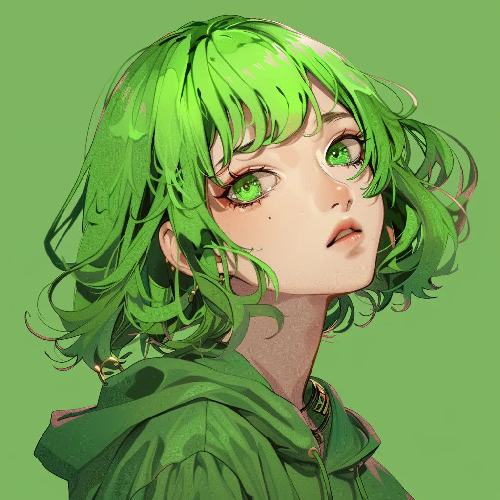 green anime girl pfp 