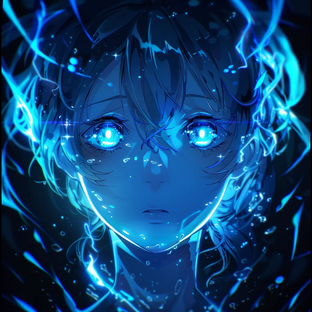 blue glowing anime pfp