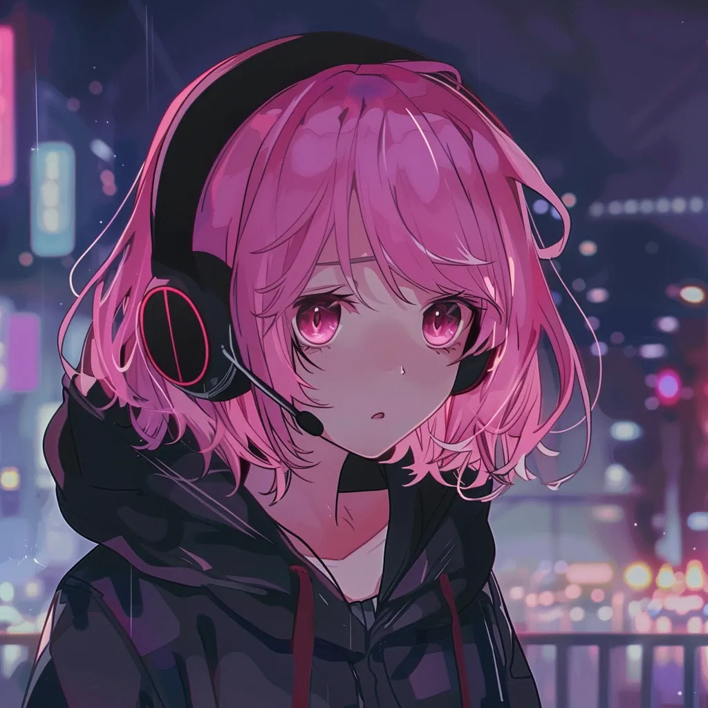 random anime pfp headphones, lofi, aesthetic, nico, cutecore