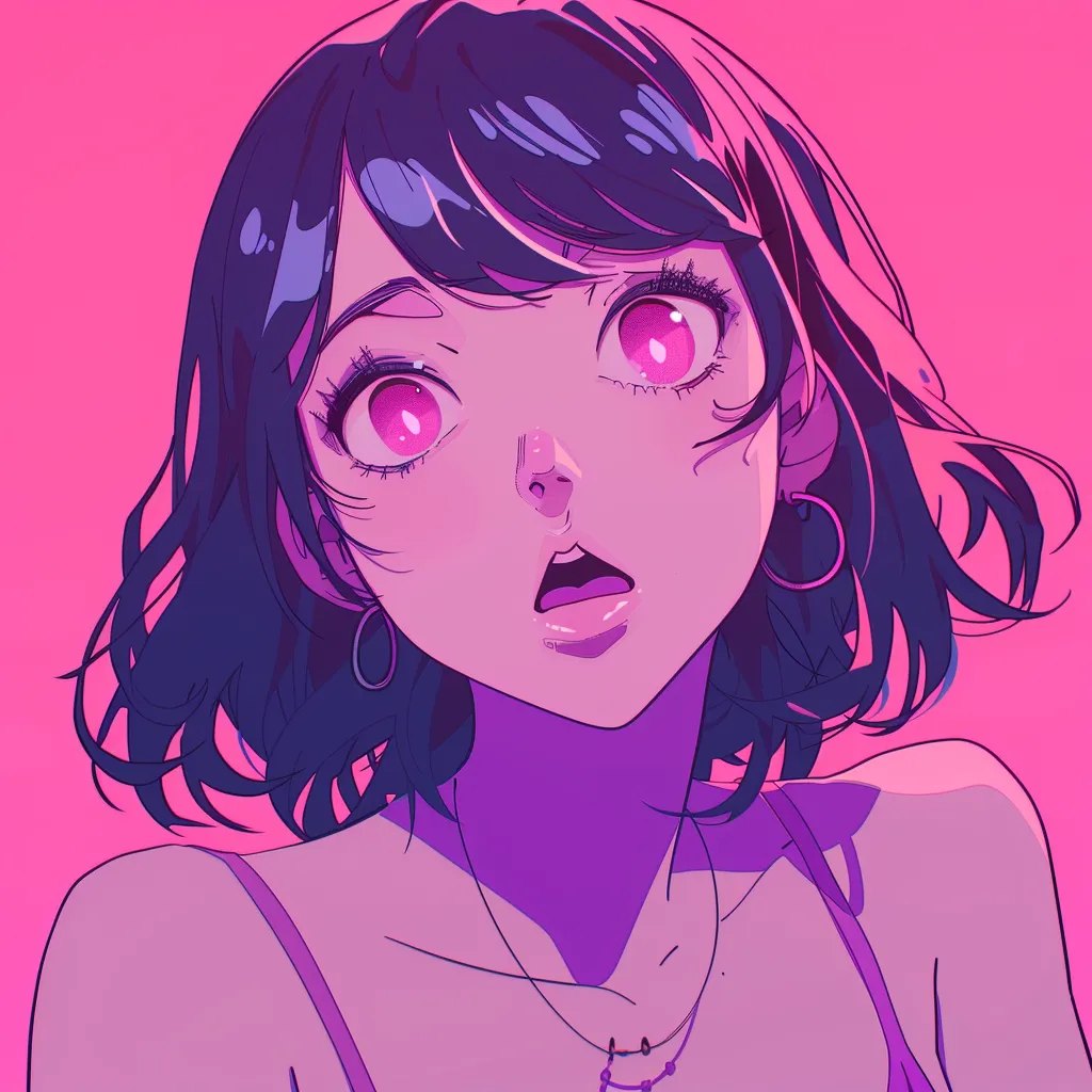 tiktok pfp anime pink, violet, neon, nico, pastel