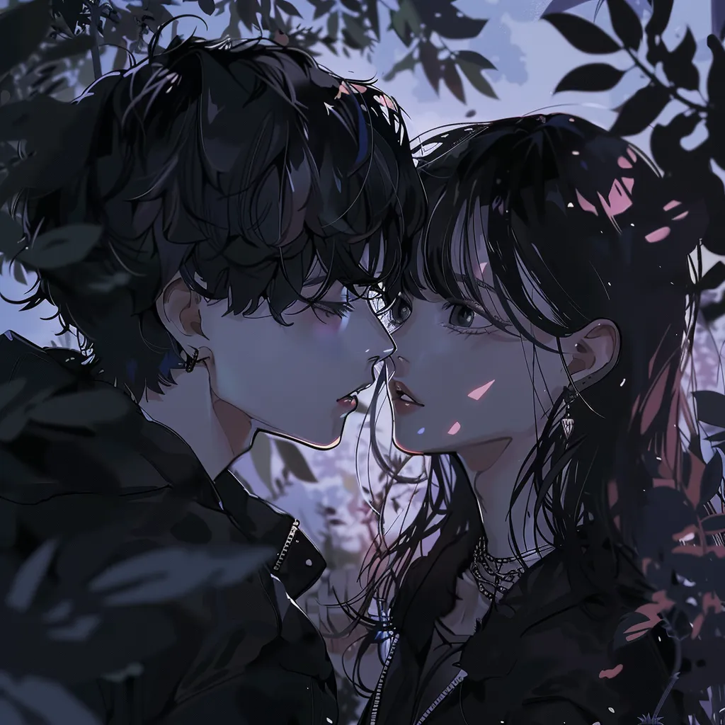 dark aesthetic anime pfp couple