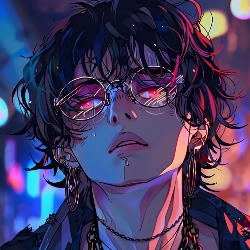 cool anime pfp 4k lofi, neon, glasses, sunglasses, aesthetic