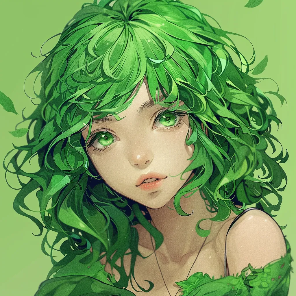 green anime girl pfp 