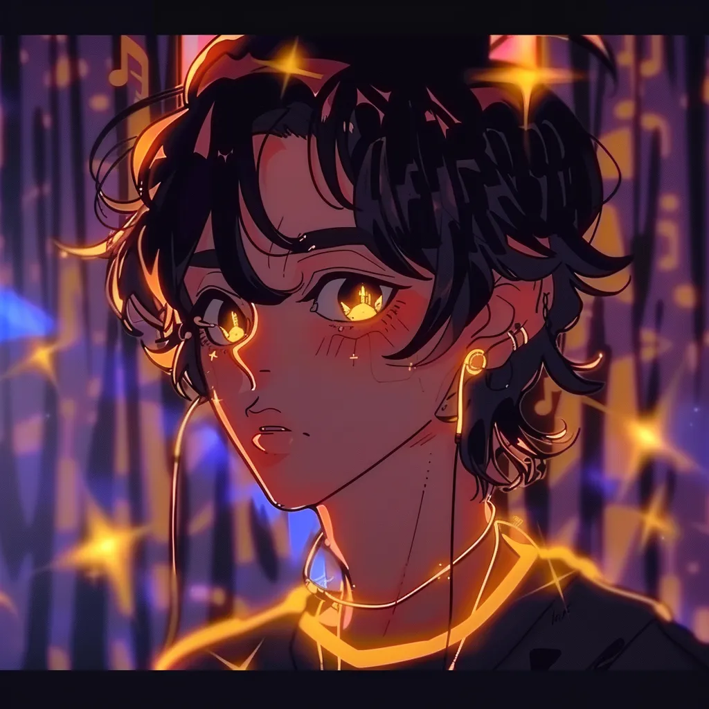 guy anime pfp prince, neon, animated, stray, light