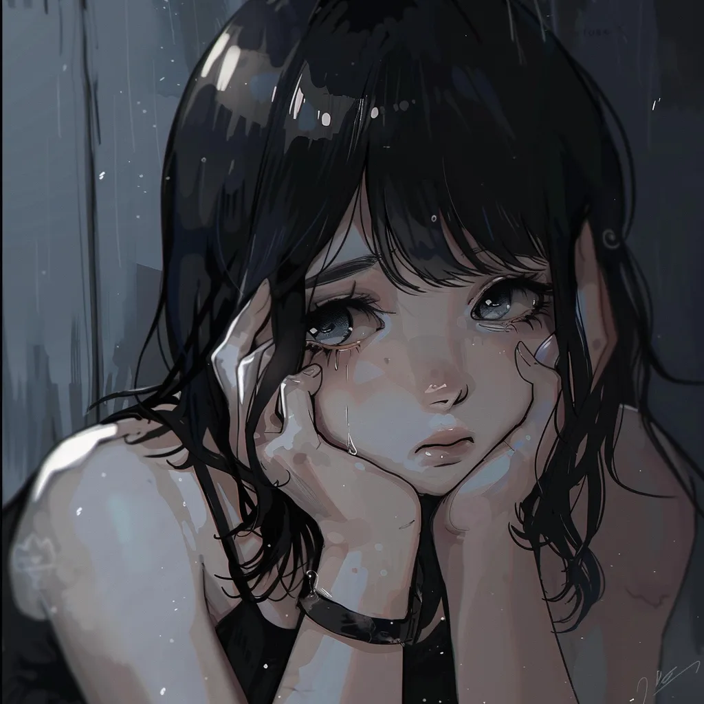 depressed anime pfp girl