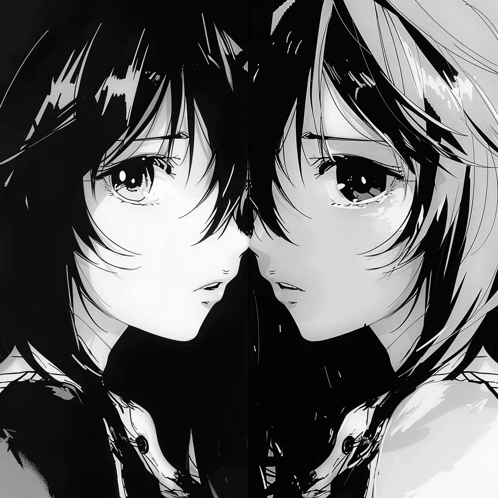 anime matching pfp black and white