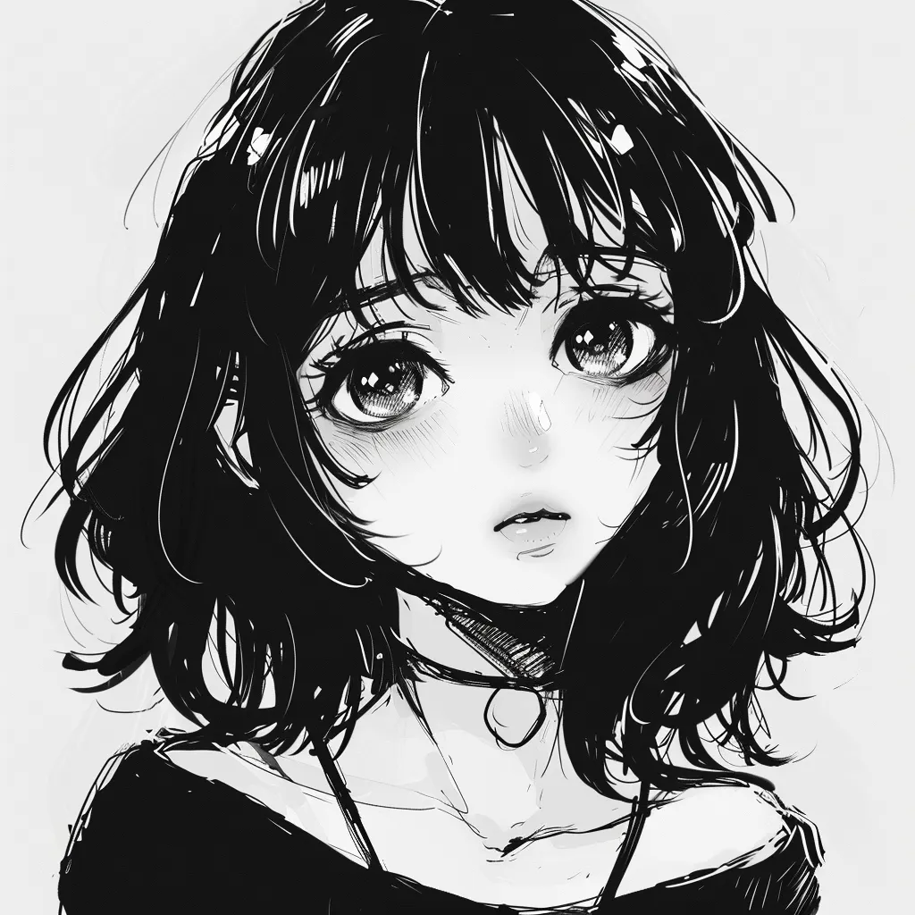 cute anime pfp black and white