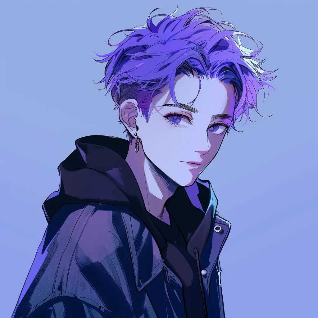 sigma anime pfp violet, purple, kun, prince