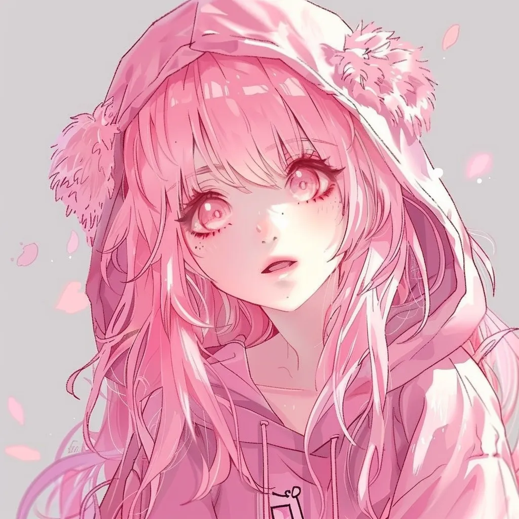 kawaii pink anime pfp pink, sakura, luka, kawaii, unknown