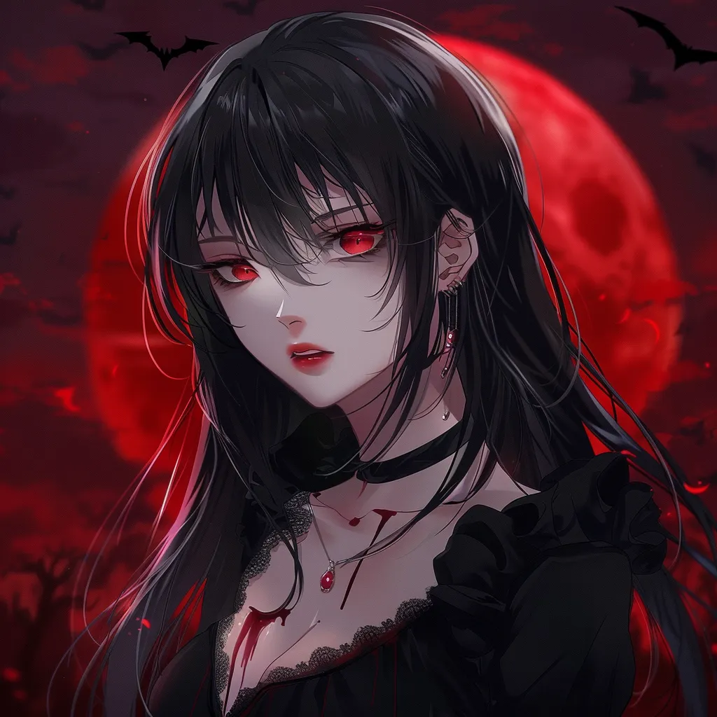 vampire anime pfp kuromi, vampire, kaguya, bloody, halloween