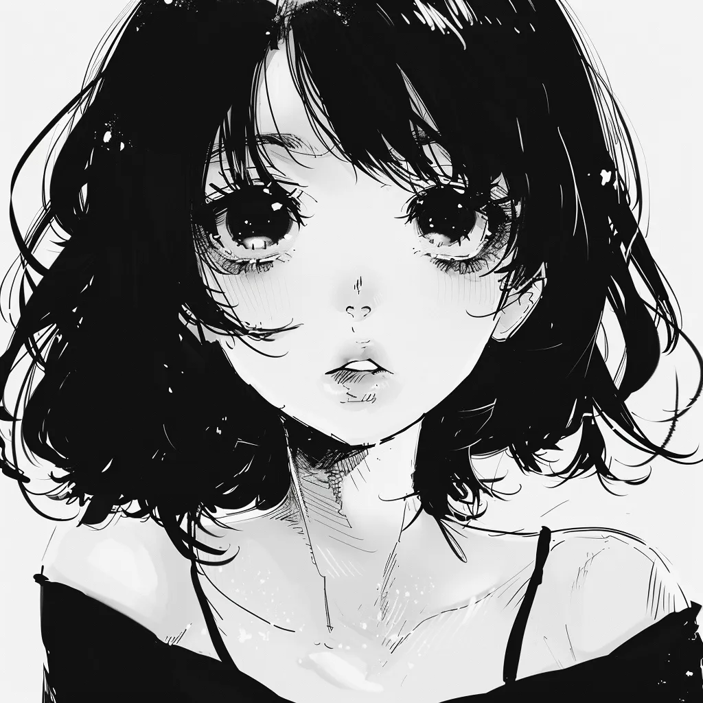 anime black and white pfp girl