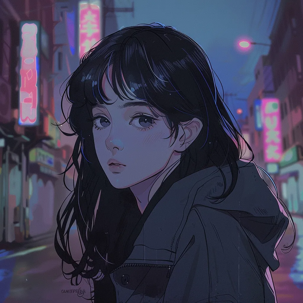 lofi anime pfp lofi, tokyo, stray, neon, aesthetic
