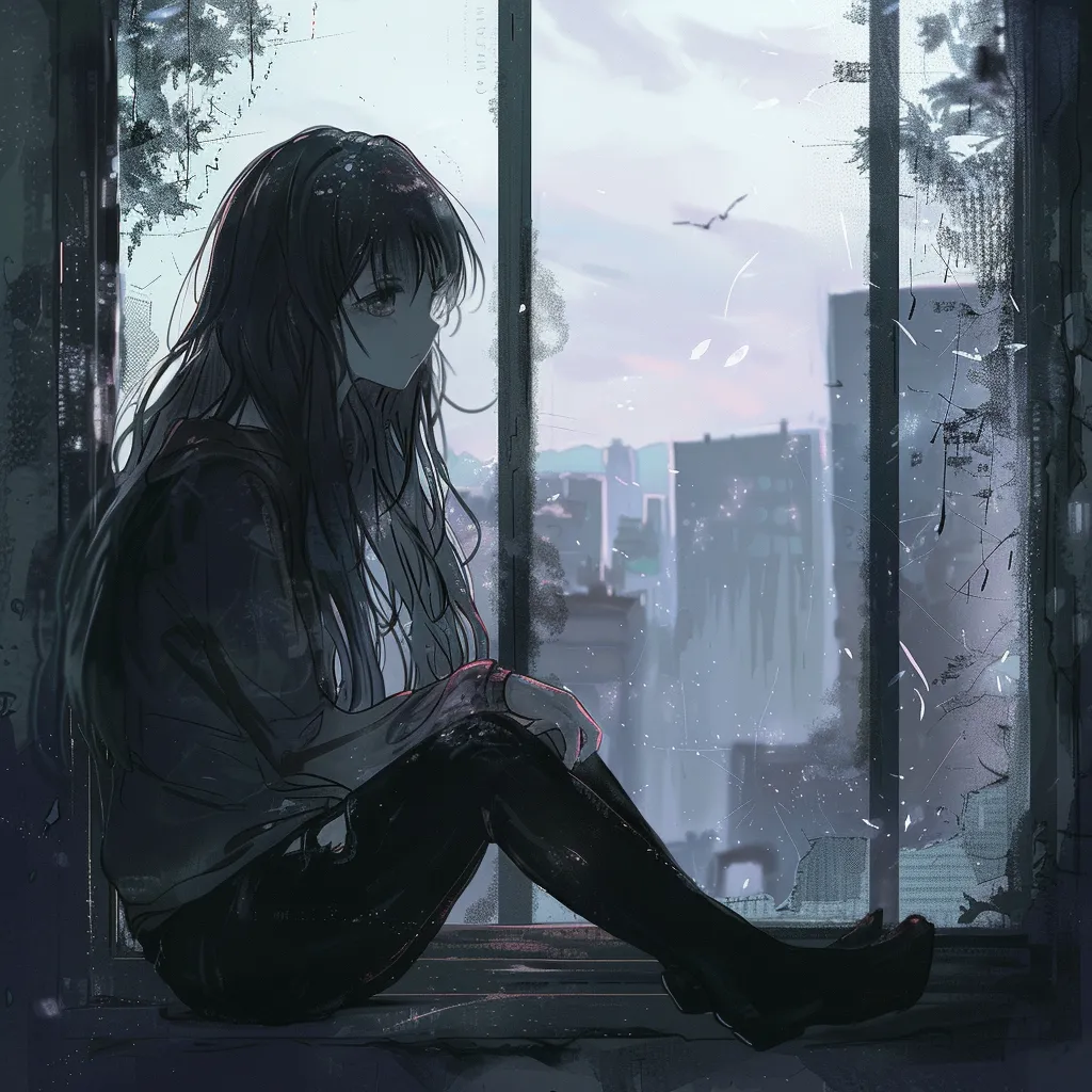 lonely anime pfp lonely, alone, rain, lofi, unknown