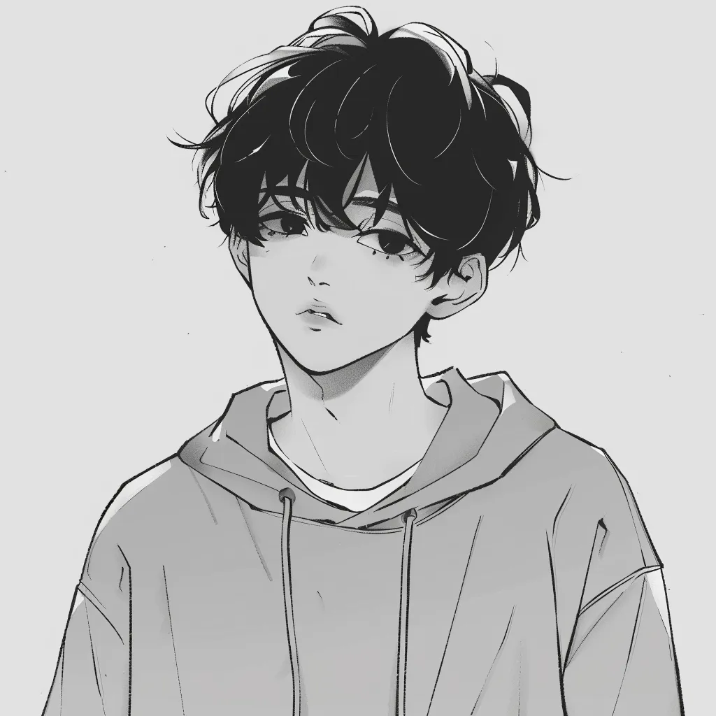 anime boy pfp black and white cute