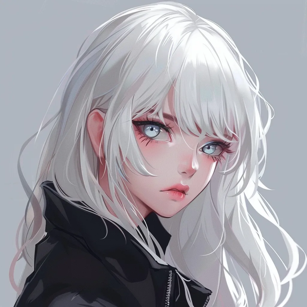 white hair anime pfp