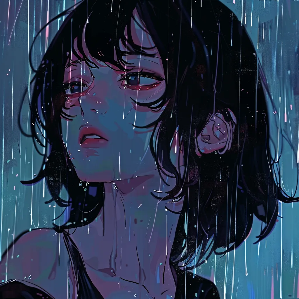 anime icons aesthetic rain, tear, junji, lofi, stray