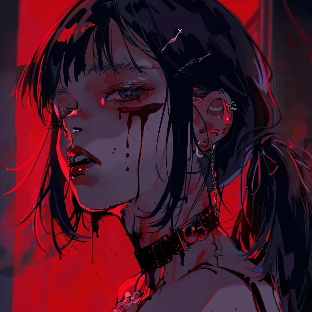 bloody anime girl pfp aesthetic