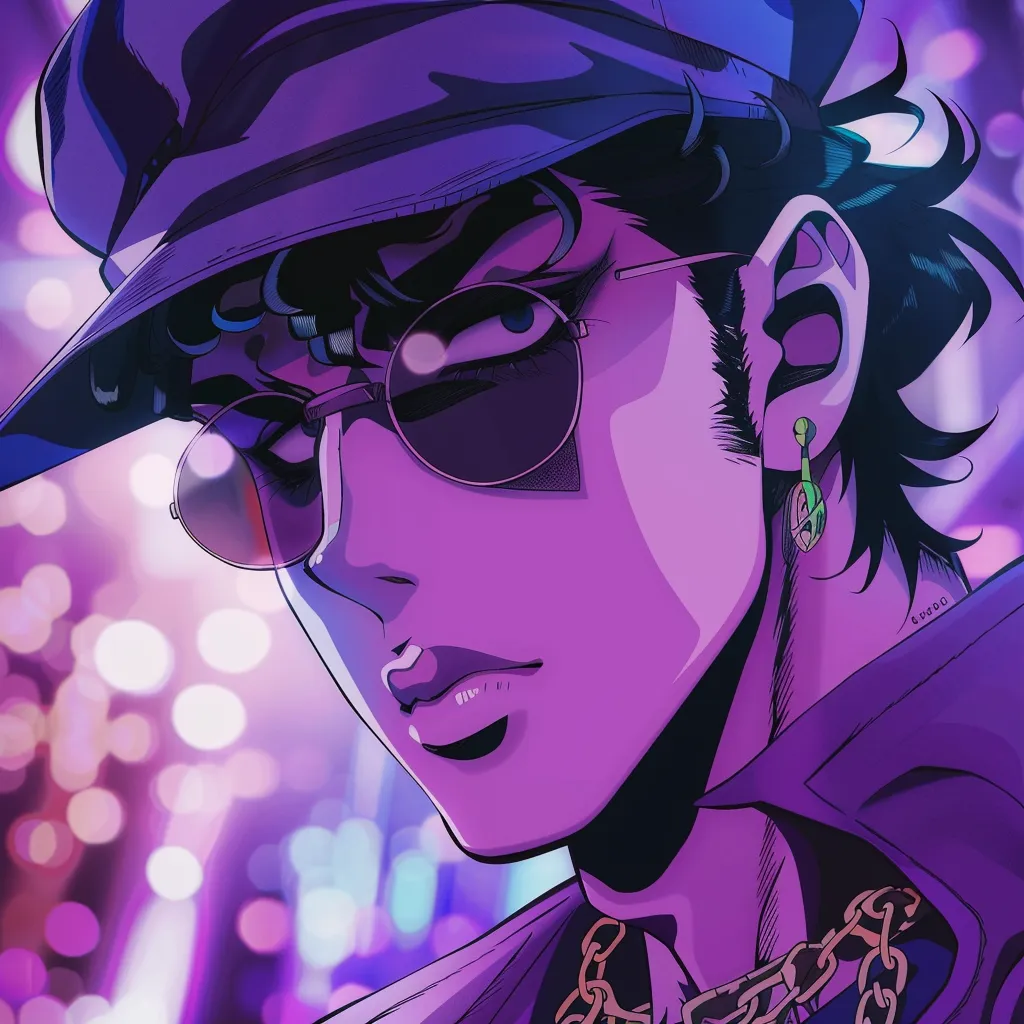 jojo anime pfp prince, purple, junji, vaporwave, king