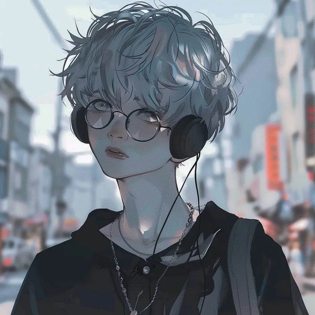 anime tiktok pfp headphones, lofi, study, glasses, stranger
