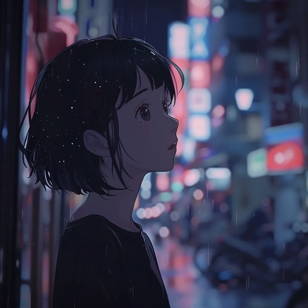 lofi anime pfp lofi, tokyo, ghibli, omori, rain
