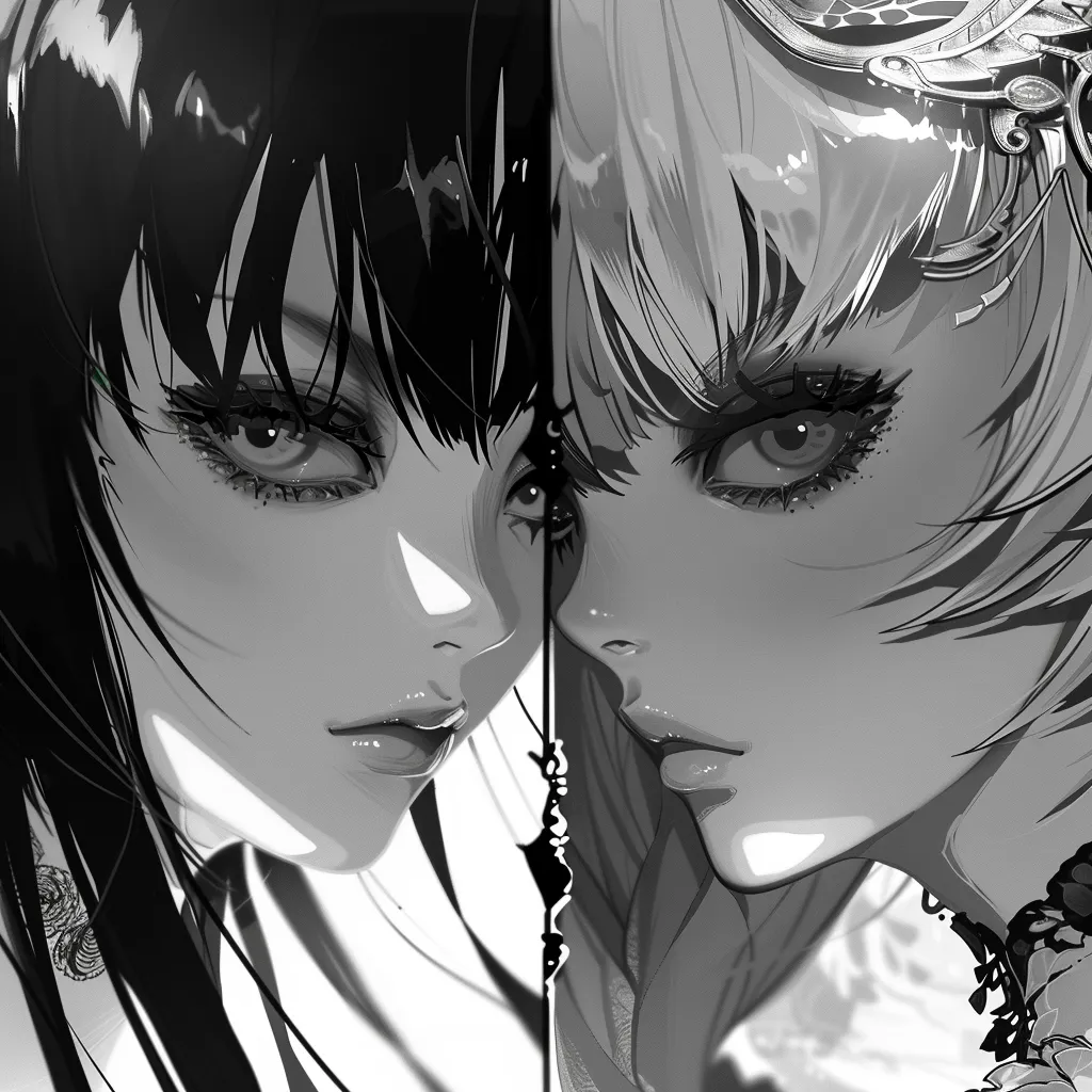 anime matching pfp black and white