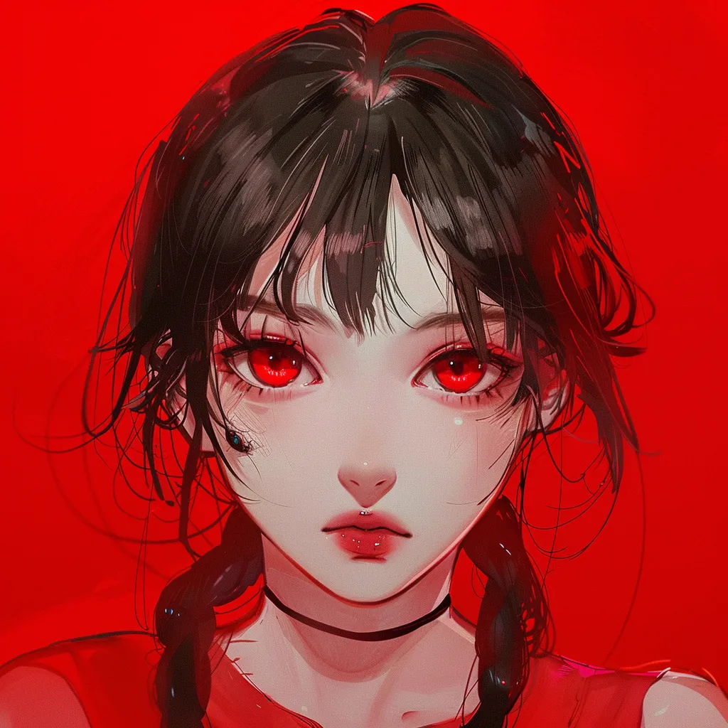 red anime pfp girl