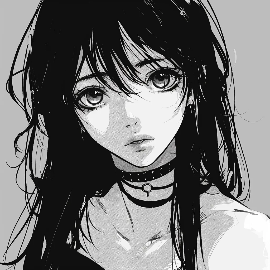 cool anime black and white pfp