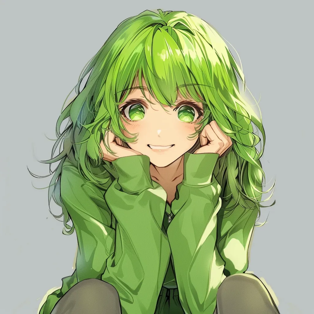 cute green anime pfp
