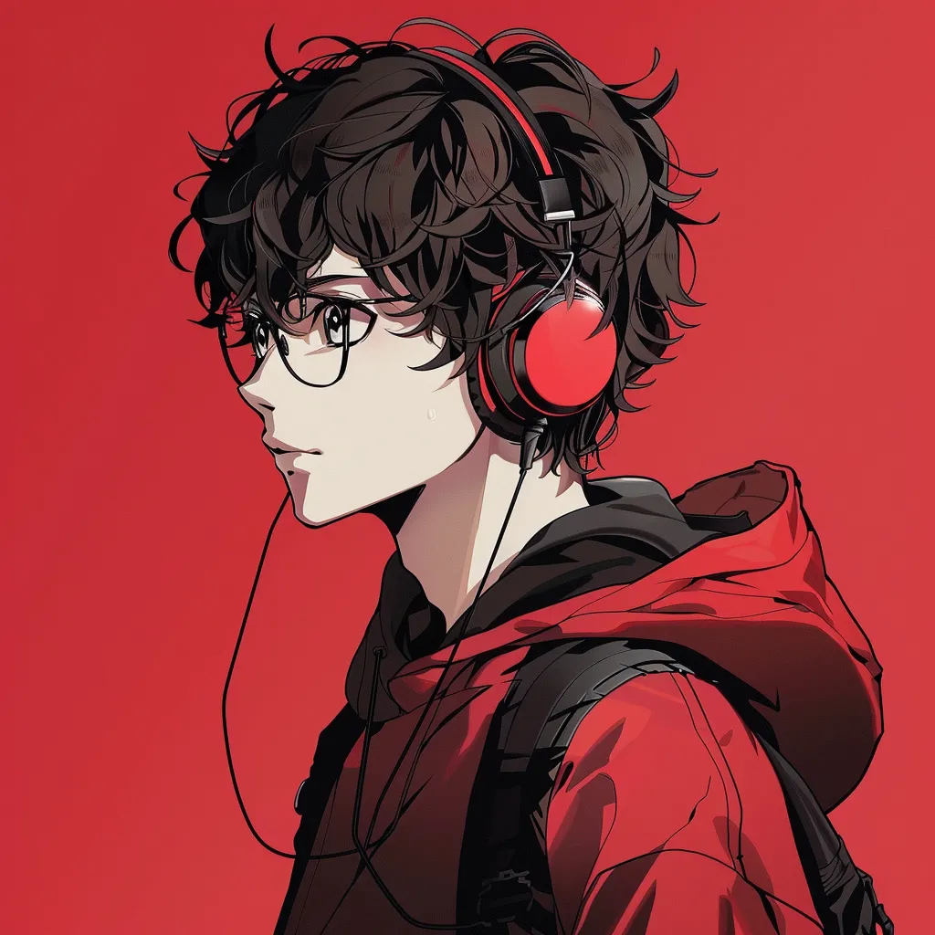 alone anime pfp headphones, champloo, hoodie, glasses, lofi