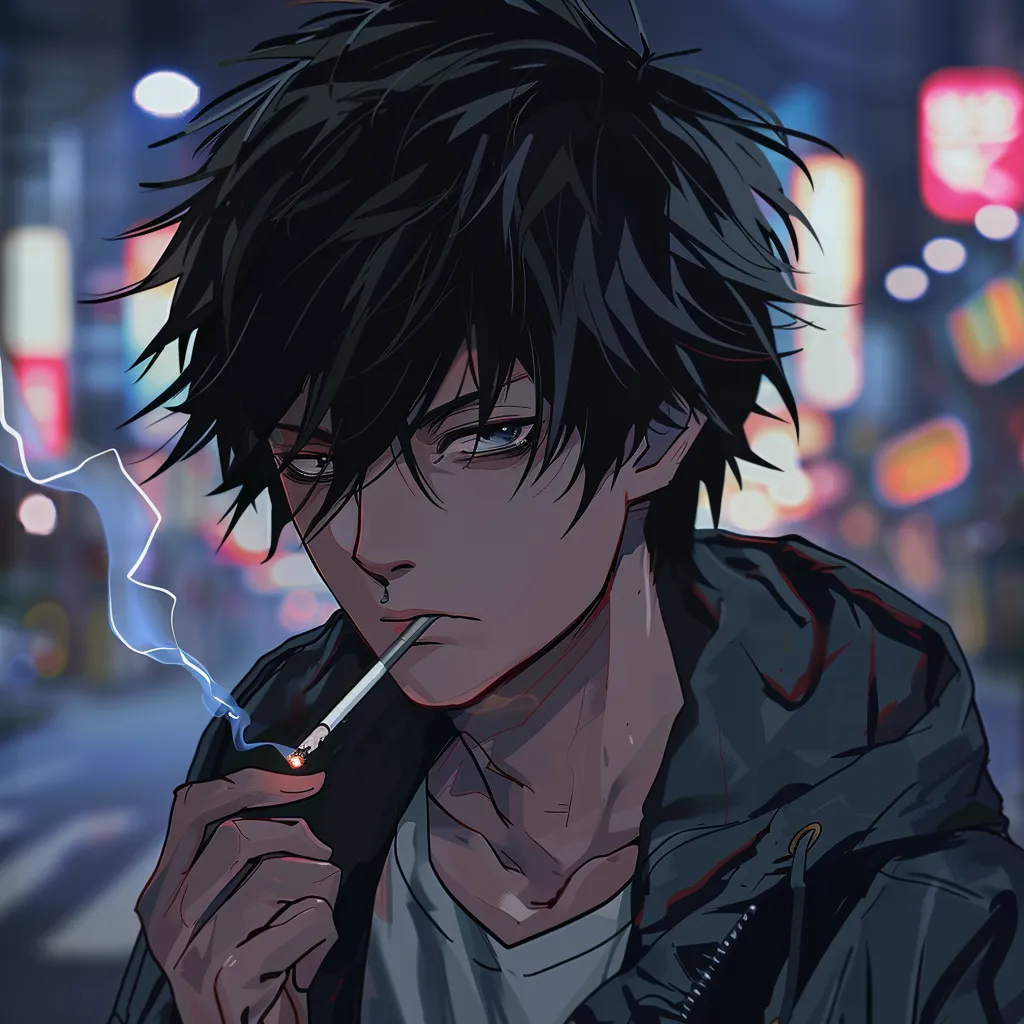 smoking anime pfp smoking, stray, joker, todoroki, muichiro