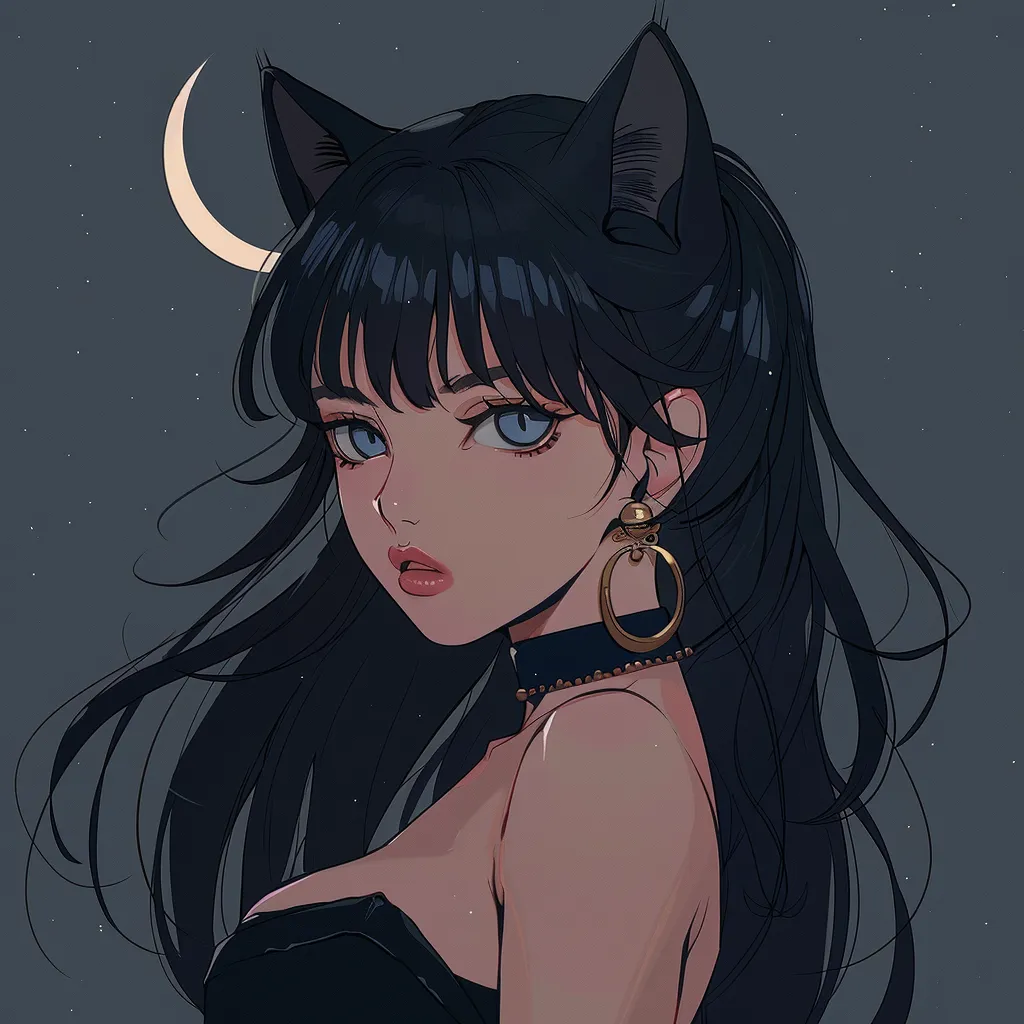 sailor moon cat pfp kuromi, kitty, moon, vampire, goth