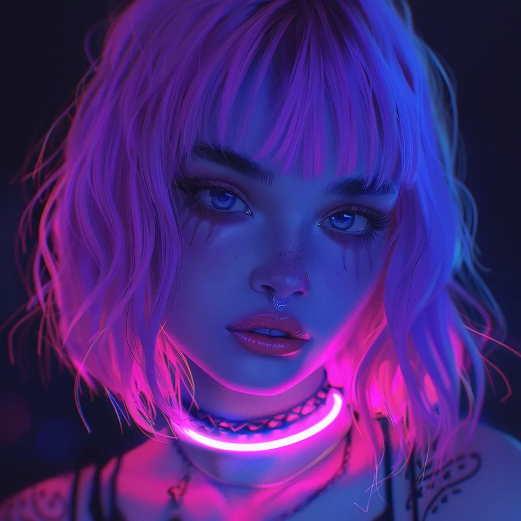 neon anime pfp neon, violet, aesthetic, grunge, luka