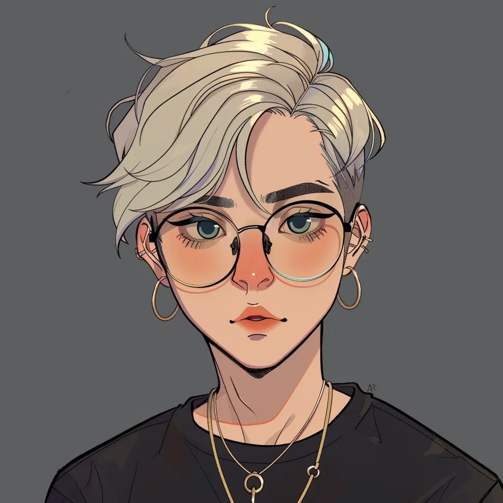 non binary anime pfp glasses, nerd, zepeto, jjk, robin