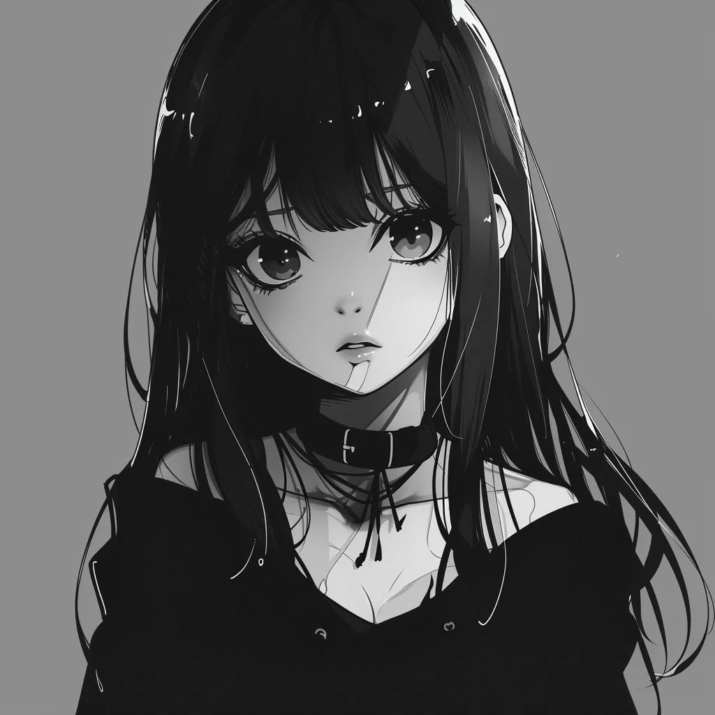 white and black anime pfp kuromi, unknown, nico, komi, goth