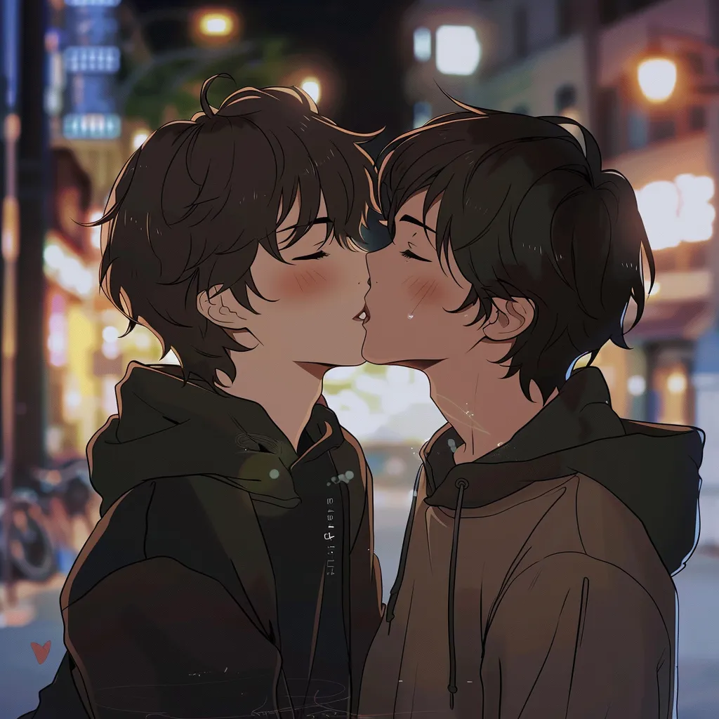 gay anime kissing pfp