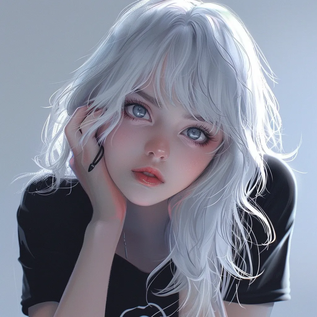 white hair anime pfp study, kuromi, unknown, girl
